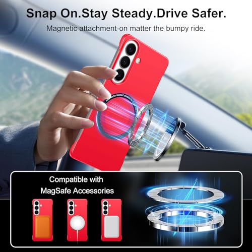 Frameless Slim Case for Samsung Galaxy S26 Plus, Silky Touch, Hard PC Matte Back, Exposed Sides Compatible with Mag-Safe, Anti-Scratch Shockproof Protective Cover for Samsung S26 Plus 5G (Red) - color: Red