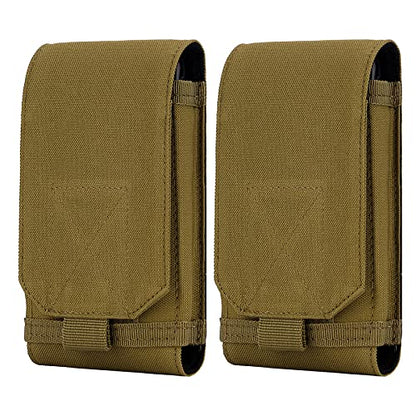 Tactical Molle Phone Holster Pouch, Universal Belt Waist Bag for iPhone 17 Pro Max/17 Pro/17/16 Pro Max/15 Pro Max/14 Pro Max/13/12, Samsung S25 Ultra/S24/S23, Size L - color: Khaki(2 Pack)