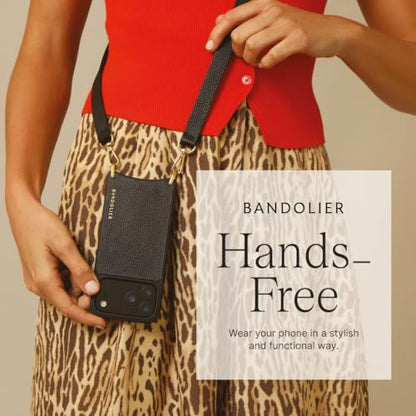 Bandolier Remi Leather Crossbody Phone Case iPhone 17 Pro - Black/Gld - size: iPhone 17 Pro