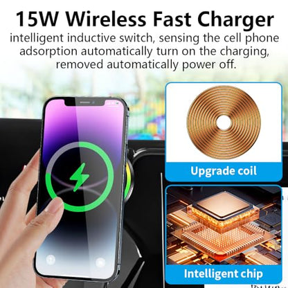 Car Magnetic Phone Mount for 2023 2024 2025 2026 Toyota Prius SE LE XLE Nightshade XSE [8-inch Touch Screen ]Auto Interior Accessories Best Cellphone Holder Fast 15W Wireless Charger Cell Phones Stand