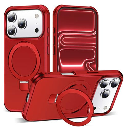 SKYLMW Compatible with iPhone 17 Pro Case with Stand,Red | iPhone 17 Pro Phone Case 6.3",Magnetic Ring Stand,Compatible with MagSafe,Military-Grade Protection,Great Grip Feeling - color: Red, size: Iphone 17 Pro