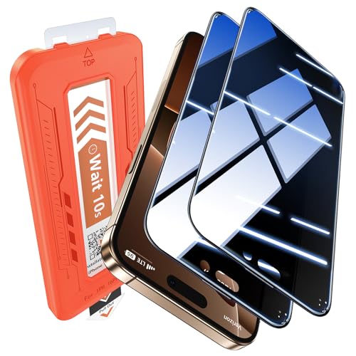 EGV Compatible for iPhone 16 Pro Privacy Screen Protector [9H+ Military Grade Shatterproof & 100% Anti Spy], Privacy Screen iPhone 16 Pro Tempered Glass, Full Coverage Protection, 2 Packs - size: iPhone 16 Pro