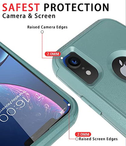 Diverbox for iPhone Xr Case [Shockproof] [Dropproof] [Dust-Proof],Heavy Duty Protection Phone Case Cover for Apple iPhone XR (Pine Green) - color: Pine Green-3in1