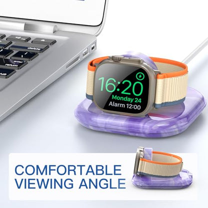 for Apple Watch Charger Stand, Magnetic Fast Charging Dock Portable Design - color: Marble Purple