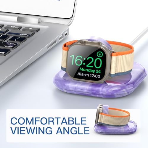 for Apple Watch Charger Stand, Magnetic Fast Charging Dock Portable Design - color: Marble Purple