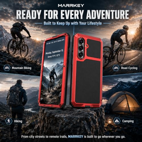 Metal Case for Samsung Galaxy S26 Case 6.3",Full Body Protective Cover Heavy Duty Shockproof [Tough Armour] Aluminum Alloy Case with Silicone Built-in Screen Protector - Red - color: Red