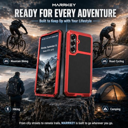Metal Case for Samsung Galaxy S26 Case 6.3",Full Body Protective Cover Heavy Duty Shockproof [Tough Armour] Aluminum Alloy Case with Silicone Built-in Screen Protector - Red - color: Red