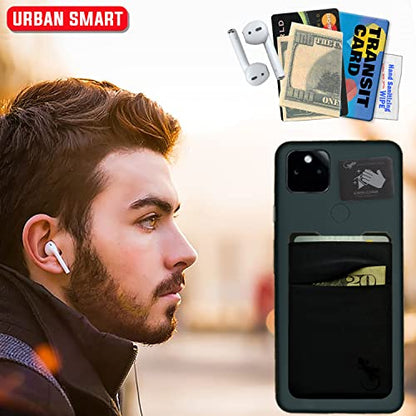 Double Pocket Gecko Phone Wallet - Adhesive Card Holder - Cell Phone Pouch - Stick on Spandex Pocket by Gecko - Carry Credit Cards and Cash – (BLACK-BLACK) - color: BLACK-BLACK