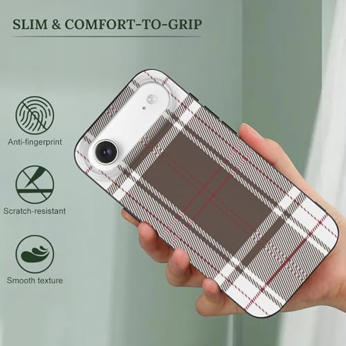 Red Gray White Tartan Plaid ScottishAnti-Yellowing Soft TPU Phone Case for iPhone 17, Shockproof and Scratch-Resistant Case - color: black-style-137