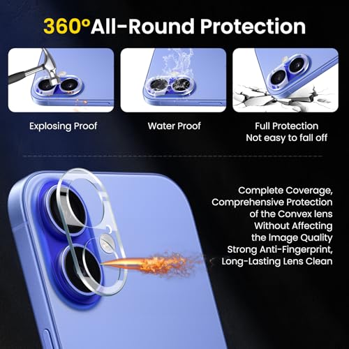 3PCS Rear Back Camera Lens Protector Tempered Glass for iPhone 17/16/16 Plus - HD Clear Full Coverage Guard - color: for iPhone 17 & iPhone 16/16 Plus