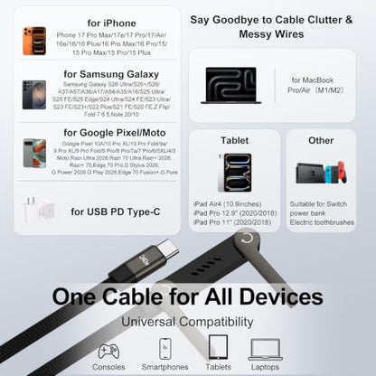 240W USB C Charger Cable Holder Flat USB C Cord with Stand 90° Right Angled - color: 2black