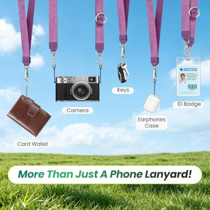 takyu Multifunctional Phone Lanyard, 3 in 1 Cell Phone Detachable Adjustable Crossbody Strap & Neck Lanyard & Wrist Lanyard with 2x Tether Tab for Most Smartphones, Outdoor Travel Essential Purple - color: Purplex1