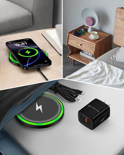 Wireless Charger Samsung S26, 15W Android Wire Less Charging Pad for Galaxy - color: Wireless Charger Black