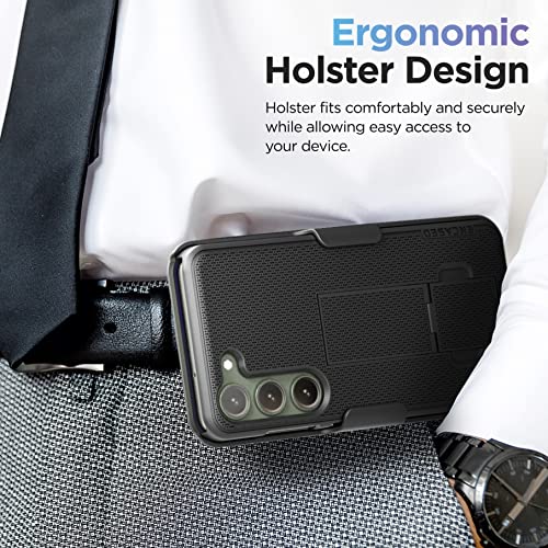 Encased DuraClip Designed for Samsung Galaxy S23 Belt Clip Case with Phone Holster and Kickstand (Matte Black) - size: S23