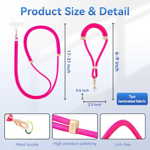 VVAAGG Cell Phone Lanyard for iPhone Crossbody Phone Strap - color: Dkpink