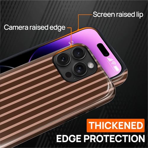 Magnetic for iPhone 14 Pro Case,[Compatible with Magsafe] Dual Layer Protective Heavy Duty Shockproof Rugged Drop Protection Bumper Hybrid Case- Aesthetic Striped Brown - color: Aesthetic Striped Brown, size: iPhone 14 Pro