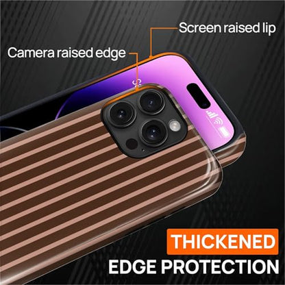Magnetic for iPhone 14 Pro Case,[Compatible with Magsafe] Dual Layer Protective Heavy Duty Shockproof Rugged Drop Protection Bumper Hybrid Case- Aesthetic Striped Brown - color: Aesthetic Striped Brown, size: iPhone 14 Pro