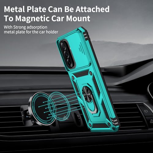 for Samsung Galaxy A37 5G Case with Camera Lens Cover, 10 FT Military Grade Drop Protection, Magnetic Ring Holder Kickstand Protective Phone Case, Ice Green - color: Ice Green, size: Galaxy A37 5G