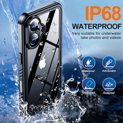 MOZOTER for iPhone 17 Case Waterproof,[IPX8 Underwater Case][Full Body Shockproof & Military Dropproof] Clear Sound Quality Built-in Screen Protector for iPhone 17 6.3 inch-Black - size: For iPhone 17-6.3"