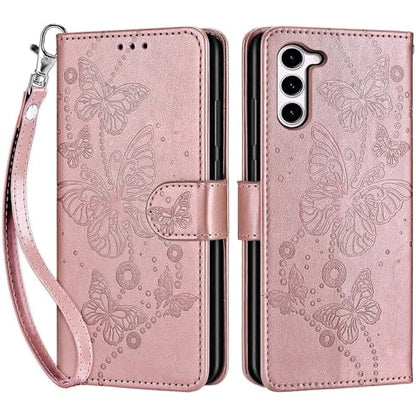 for Samsung Galaxy S23 Wallet case, Rose Gold-Butterfly | 3 Card Holders, Kickstand, Shockproof TPU Shell, PU Leather, Magnetic Closure, Protective Flip Folio Cover, Women - color: 6