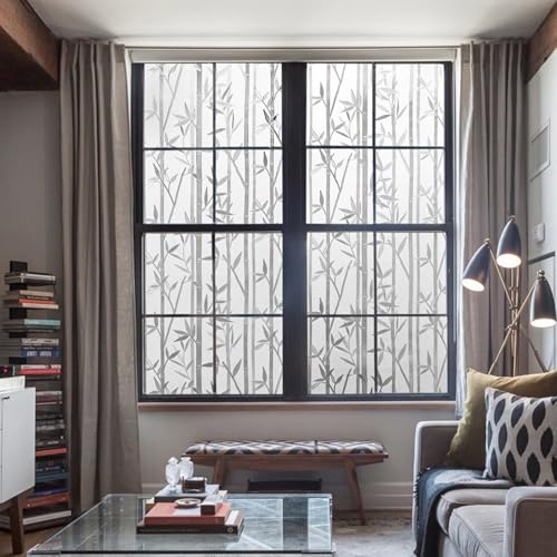 LEMON CLOUD Bamboo Frosted Glass Window Privacy Film, 29.5″ x 78.7″ - color: Bamboo Grove, size: 29.5" x 78.7"