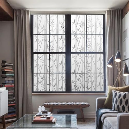 LEMON CLOUD Bamboo Frosted Glass Window Privacy Film, 45.2″ x 78.7″ - color: Bamboo Grove, size: 45.2" x 78.7"