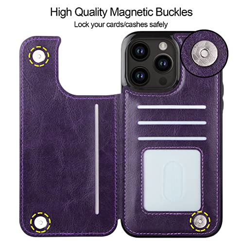 HianDier Wallet Case Compatible with iPhone 12 Pro MAX Case 5G 6.7-inch Slim Protective with Credit Card Slot Holder Flip Folio Soft PU Leather Magnetic Closure Cover, Crystal Purple - color: Crystal Purple