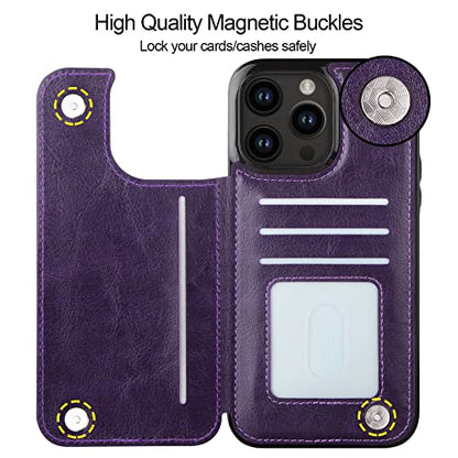 HianDier Wallet Case Compatible with iPhone 12 Pro MAX Case 5G 6.7-inch Slim Protective with Credit Card Slot Holder Flip Folio Soft PU Leather Magnetic Closure Cover, Crystal Purple - color: Crystal Purple