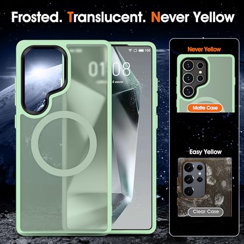 Oterkin Magnetic for Samsung Galaxy S25 Ultra Case Matte [Compatible with MagSafe][Frosted Translucent][Military Grade Protection][Shockproof Anti-Scratch] Slim S25 Ultra Phone Case (Green) - color: S25 Ultra-Green, size: Galaxy S25 Ultra Case