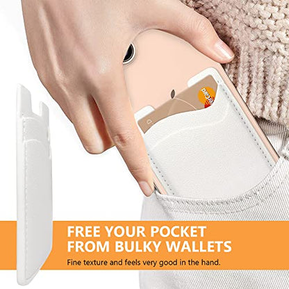Phone Card Holder, Stretchy Credit Card Holder for Phone Case -2Pack White - color: White