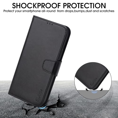 Arae Compatible with iPhone 15 Pro Case with Card Holder and Wrist Strap Wallet Flip Cover for iPhone 15 Pro 6.1 inch,Black - color: Black, size: iPhone 15 Pro 6.1 inch