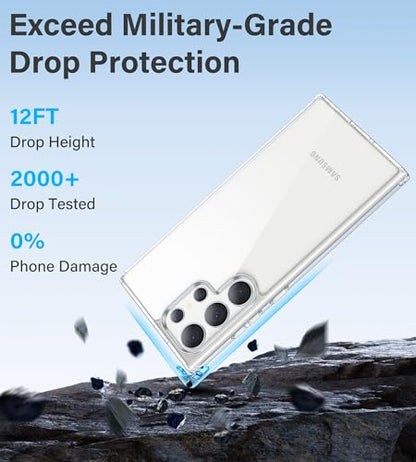 Vakaa Clear Case for Samsung Galaxy S23 Ultra 5G, Anti-Yellowing | Hard Back with Military-Grade Drop Protection, Wireless Charging Compatible - color: Transparent, size: S23 Ultra