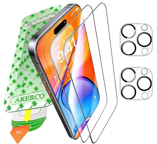2 Pack Screen Protector for iPhone 16 Pro Max +2 Camera Lens Cover | 9H+ Military Grade Tempered Glass, HD Clarity, Shatterproof, Anti-Scratch, Anti fingerprint, Full Coverage, Auto-Align Tray - size: IPhone 16 Pro Max (6.9 inch)