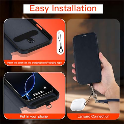 Wallet Phone Case Crafted for iPhone 16 Pro Blue | PU Leather Phone Case Flip Cover Wrist Strap Card Holder Slots - color: Blue-2, size: iPhone 16 Pro
