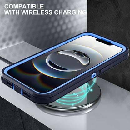 YKHJKLEC for iPhone 16e Case, Military Grade 3 in 1 Heavy Duty Shockproof/Drop Proof/Dust Proof Case with 2Pcs Tempered Glass Screen Protector (Navy Blue) - color: Navy Blue