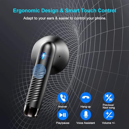 Wireless Earbuds, Bluetooth 5.4 Earbuds Stereo Bass, Bluetooth Headphones - color: Deep Black