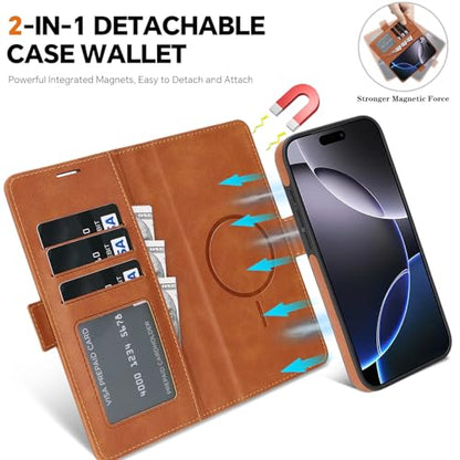 for Google Pixel 10 / 10Pro Wallet Case Compatible with Magsafe, 2 in 1 Leather Flip 3 Card Holder Magnetic Detachable Cover Q1 (Gray, Google Pixel 10 / 10Pro) - color: Gray, size: Google Pixel 10 / 10Pro