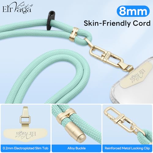 Adjustable Anti-Theft Phone Lanyard Neck & Crossbody Strap with 0.2mm Metal Tab & Comfort-Fit 8mm Rope (Blue) - color: Blue