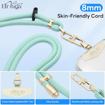 Adjustable Anti-Theft Phone Lanyard Neck & Crossbody Strap with 0.2mm Metal Tab & Comfort-Fit 8mm Rope (Blue) - color: Blue