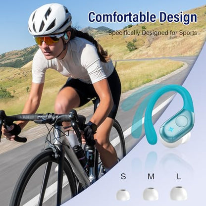Wireless Headphones Sports, 75Hrs Bluetooth 5.4 Earbuds, Bass Hi-Fi Stereo - color: Y-Starry Light Blue