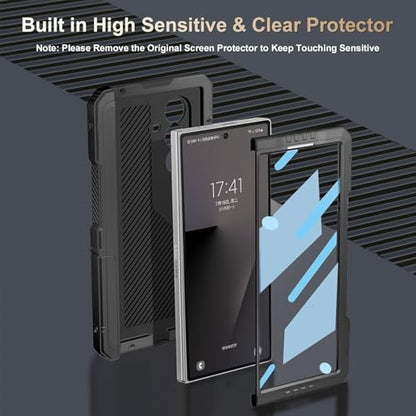 Rugged Armor Case for Samsung Galaxy Z Fold 7 5G, Military Grade Shockproof Protective with Kickstand, Built-in Screen Protector, Metal Bumper & Full Hinge Protection Cover, Black - color: Black
