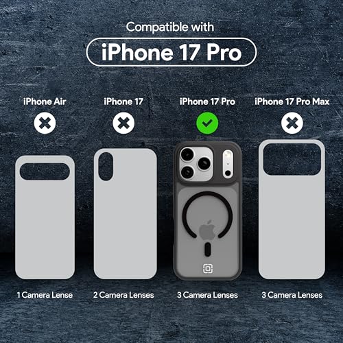 Incipio - Fog iPhone 17 Pro, Magsafe Compatible Phone Case, 10ft Drop Tested, Ultra Durable & Shock Absorbing, Scratch Resistant & Slim Profile (Black) - color: Black, size: iPhone 17 Pro