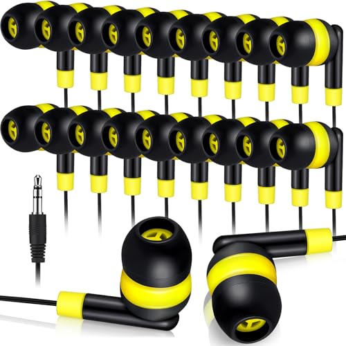 Kanayu 100 Pack Wired Earbuds Bulk for Classroom, No Mic 3.5mm, Yellow - color: Yellow