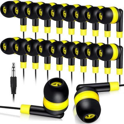 Kanayu 100 Pack Wired Earbuds Bulk for Classroom, No Mic 3.5mm, Yellow - color: Yellow
