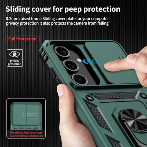 for Samsung Galaxy A16 5G Case with Camera Lens Cover, 10 FT Military Grade Drop Protection, Magnetic Ring Holder Kickstand Protective Phone Case, Pine Green - color: Pine Green, size: Galaxy A16 5G