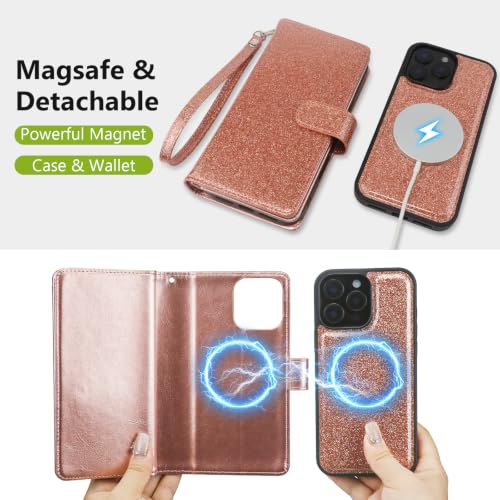 Varikke Wallet Case for iPhone 13 Pro Max Compatible with Magsafe, Rosegold - color: (Compatible with MagSafe) Rose Gold, size: iPhone 13 Pro Max 6.7"