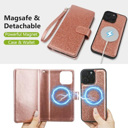 Varikke Wallet Case for iPhone 13 Pro Max Compatible with Magsafe, Rosegold - color: (Compatible with MagSafe) Rose Gold, size: iPhone 13 Pro Max 6.7"