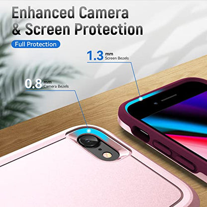 for iPhone SE Case 2022(3rd)/2020(2nd)/iPhone 7/8 Case, with Screen Protector,[Military Grade Drop Tested] Heavy-Duty Tough Rugged Shockproof Protective Phone Case, Pink - color: Pink