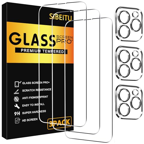 SIBEITU Screen Protector for iPhone 13 Pro Max 6.7 Inch Tempered Glass | 3 Pack Screen + 3 Pack Camera Lens Protector, 6.7 Inch HD 9H Hardness, Scratch Resistant, Sensor Protection, Case Friendly - size: iPhone 13 Pro Max 6.7"