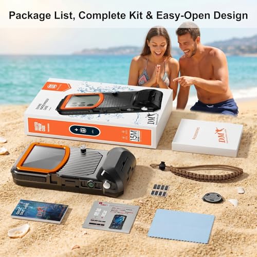 Underwater Phone Case for iPhone 17/Air/16/15 Pro Max, 50ft/15m Professional Scuba Snorkeling Diving Phone Case with Vacuum Seal & Mechanical Shutter, Housing with Compass, No Vignetting for Swimming - color: Dark